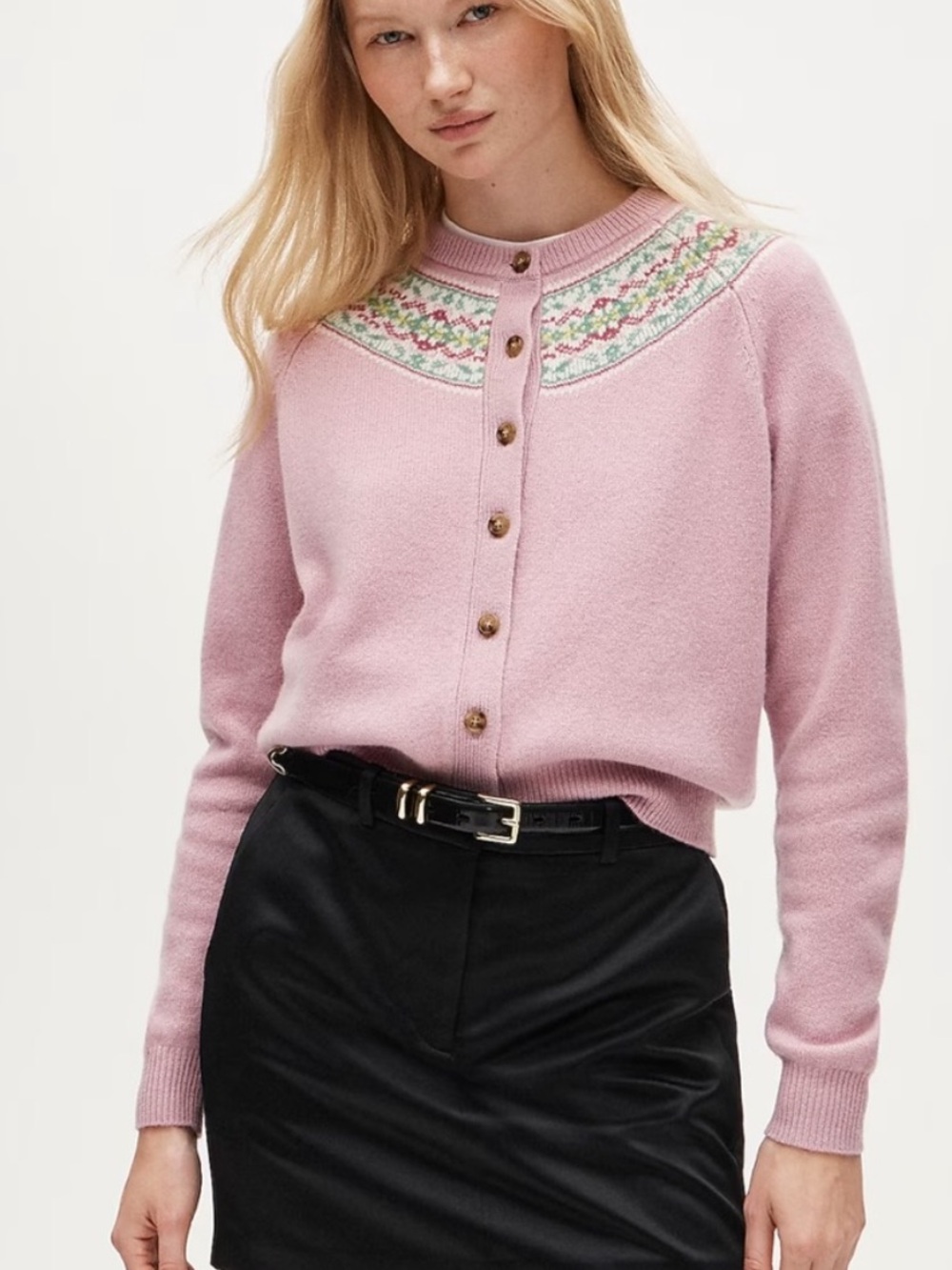 New J.Crew Classic Fair Isle Cardigan in Vintage Wool Sz S 100% Lambs Wool